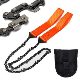 Portable Survival Chain Saw; Pocket Camping Hiking Tool; Outdoor Hand Wire Saw - Orange