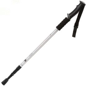 Three-section Straight Handle Retractable Trekking Poles - Silver - Walking Sticks