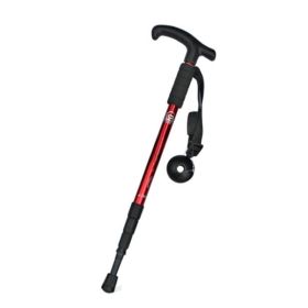 Four-Section Curved Handle Trekking Pole for Camping - Red - Walking Sticks