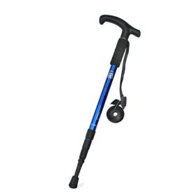 Four-Section Curved Handle Trekking Pole for Camping - Blue - Walking Sticks