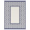 Reversible Outdoor Rug, Waterproof Plastic Straw with Carry Bag, 9' x 12', Blue & White Gourd Border - Blue