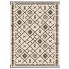 Reversible Outdoor Rug, Waterproof Plastic Straw with Carry Bag, 9' x 12', Black & Beige Rhombus - Black