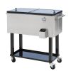 80 QT Mobile Cooler Station on Wheels for Outdoor Parties, Elegant Stainless Steel - default