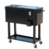 80 QT Rolling Cooling Bins Ice Chest on Wheels Outdoor Stand Up Drink Cooler Cart for Party, Black - Black