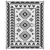Reversible Outdoor Rug, Waterproof Plastic Straw with Carry Bag, 8' x 10', Black & White Rhombus Patchwork - Black