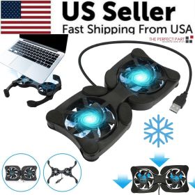Dual USB Cooling Fan Pad Foldable Slim Fans Cooler Stand For Laptop PC Notebook - Default Title