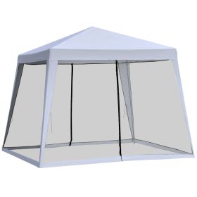 10'x10' Outdoor Canopy Tent, Slant Leg Sun Shelter with Mesh Sidewalls, Patio Tents for Parties, Grey - Default Title