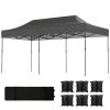 10 x 20 ft Pop Up Canopy Tent, Heavy Duty UPF50+ Outdoor Portable Instant Canopy Shelter with Wheeled Bag, Dark Gray - Default Title