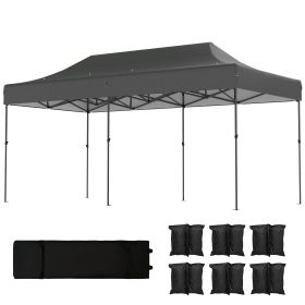10 x 20 ft Pop Up Canopy Tent, Heavy Duty UPF50+ Outdoor Portable Instant Canopy Shelter with Wheeled Bag, Dark Gray - Default Title