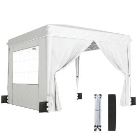 10 x 10 ft Pop Up Canopy Tent with Sidewalls, UPF50+ Outdoor Portable Instant Canopy Shelter with Carry Bag, White - Default Title