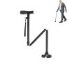 Folding Walking Stick with Adjustable Height - Black - Cane