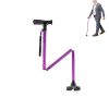 Folding Walking Stick with Adjustable Height - Purple - Cane