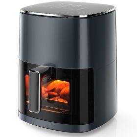 Air Fryer 6 Quart Capacity with Window Square Air Fryer 12-in-1 Air Fry, Roast, Reheat, Dehydrate, Bake, Steam with 400F - gray