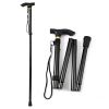 Walking Cane Aluminum Alloy Walking Stick Adjustable Folding Travel Hiking Stick - Black