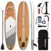 Inflatable Stand Up Paddle Board 10'6" Premium SUP W Accessories, Wood Color - Wood