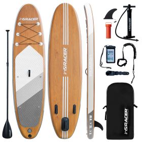 Inflatable Stand Up Paddle Board 10'6" Premium SUP W Accessories, Wood Color - Wood