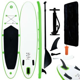Inflatable Stand Up Paddle Board Set Green and White - Green