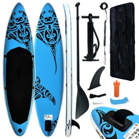 Inflatable Stand Up Paddleboard Set 120.1"x29.9"x5.9" Blue - Blue