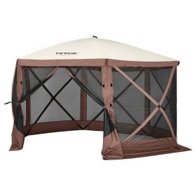 Pop Up Gazebo Tent, 12.5x12.5FT Quick Set Screen Tent with Mosquito Netting, Brown - 12.5 x 12.5 ft - Brown