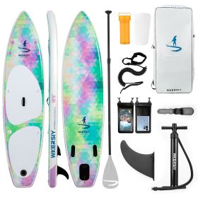 inflatable paddle board 10'6 including sup paddle, paddleboard backpack, pump, leash - colorful