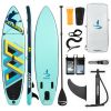 inflatable paddle board 10'6 including sup paddle, paddleboard backpack, pump, leash - Mint Green