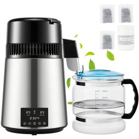 4L Water Distiller 1L/H Distilled Water Filter Timing Temp Display 750W - Silver