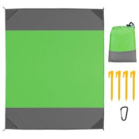 82.6x78.7in Sand Proof Picnic Blanket Water Resistant Foldable Camping Beach Mat w/ 4 Anchors 1 Carry Bag For 2-3 People - Green - Large