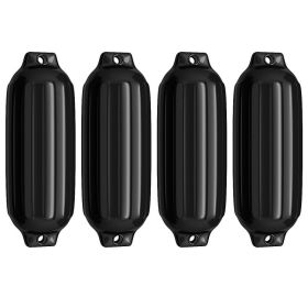 4 Ribbed Marine 8.5" x 27"  Boat Fender Vinyl Bumper - Black
