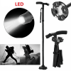 5-Levels Adjustable Height Walking Stick Portable Foldable Cane Travel Camping Hiking Walking Cane w/LED Light - default title