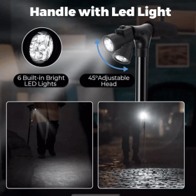 Camping Hiking Walking Stick 5 Level Height Adjustable Folding Walking Cane with LED Light And Alarm - default title