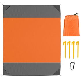 82.6x78.7in Sand Proof Picnic Blanket Water Resistant Foldable Camping Beach Mat w/ 4 Anchors 1 Carry Bag For 2-3 People - Orange - Large