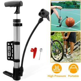 Mini Bike Pump Portable Bicycle Tire Inflator Ball Air Pump w/ Mount Frame For Mountain Road Bike - Black+Silver