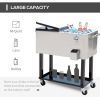 80 QT Mobile Cooler Station on Wheels for Outdoor Parties, Elegant Stainless Steel - default