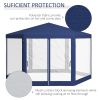 13' x 11' Outdoor Party Tent, Hexagon Sun Shade Shelter Canopy w/ Protective Mesh Screen Sidewalls, Ropes & Stakes, Blue - Default Title