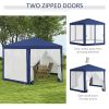 13' x 11' Outdoor Party Tent, Hexagon Sun Shade Shelter Canopy w/ Protective Mesh Screen Sidewalls, Ropes & Stakes, Blue - Default Title