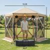 10 x 11 ft Pop Up Gazebo Screen Tent, Portable Instant Camping Canopy Screen House with Nettings, Carry Bag, Beige - Default Title