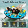 3-Person Inflatable Boat Tube Towable Platform with Double Valves - Blue