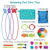 24Pcs Diving Toys Swimming Pool Toys Swim Toys for Kids Aged 3+ Years Old Swim Thru Rings Torpedoes Gems Volleyball Storage Bag - Toy