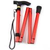 Walking Cane Aluminum Alloy Walking Stick Adjustable Folding Travel Hiking Stick - Red