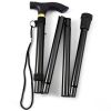 Walking Cane Aluminum Alloy Walking Stick Adjustable Folding Travel Hiking Stick - Black