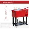 80 QT Rolling Cooling Bins Ice Chest on Wheels Outdoor Stand Up Drink Cooler Cart for Party, Red - Red