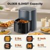 Air Fryer 6 Quart Capacity with Window Square Air Fryer 12-in-1 Air Fry, Roast, Reheat, Dehydrate, Bake, Steam with 400F - gray
