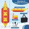 3-Person Inflatable Banana Boat with Electric Air Pump Carrying Bag and Repair Kit - Red + Yellow