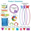 24Pcs Diving Toys Swimming Pool Toys Swim Toys for Kids Aged 3+ Years Old Swim Thru Rings Torpedoes Gems Volleyball Storage Bag - Toy