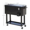 80 QT Rolling Cooling Bins Ice Chest on Wheels Outdoor Stand Up Drink Cooler Cart for Party, Black - Black