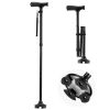 Folding Walking Stick with Adjustable Height - Black - Cane