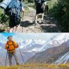 Three-section Straight Handle Retractable Trekking Poles - Black - Walking Sticks