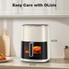 Air Fryer 6 Quart Capacity with Window Square Air Fryer 12-in-1 Air Fry, Roast, Reheat, Dehydrate, Bake, Steam with 400F - Beige