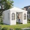 9.6 x 9.6 ft Pop Up Canopy Tent with Sidewalls, One Push Setup, UPF50+ Portable Instant Canopy Shelter, White - Default Title