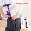 Folding Walking Stick with Adjustable Height - Purple - Cane
